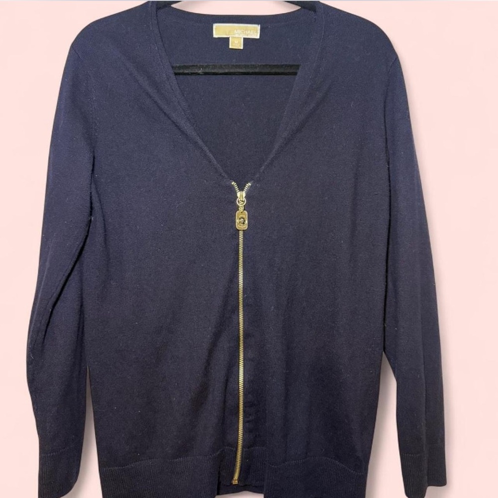 Michael Kors Deep Blue Zippered Cardigan